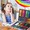 180 Piece Drawing Painting Art Kit with Clipboard and Coloring Papers, Gifts Art Set Case with Oil Pastels, Crayons, Colored Pencils, Watercolor Cakes